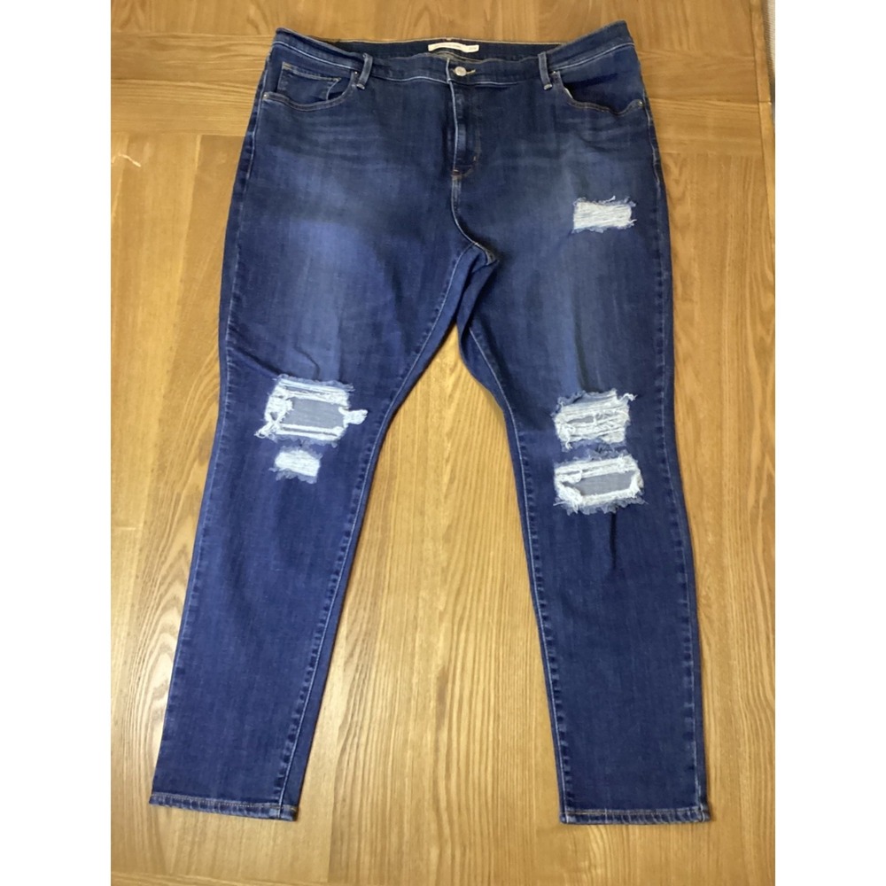 Levis Women's 721 High Rise Skinny Jeans Size 20W Distressed